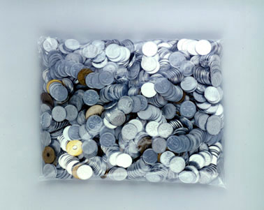 1050枚の硬貨から成る1925円（金額第一八番）／1925 yen which consists of 1050 coins (Money amount No. 18)／表示用